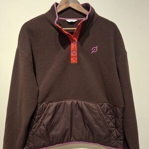 Peloton Brown Fleece with Pink and Red Accents